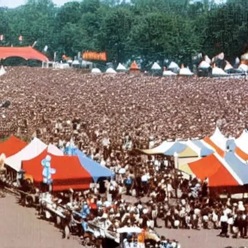 Image similar to crowds at a county fair taking the zyklon b or agent orange challenge