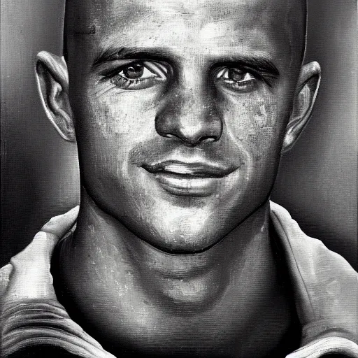 Image similar to an impasto oil painting from the 1 9 3 0 s of kelly slater!! with a moustage, 5 0 mm black and white photography, high detail, 4 k resolution