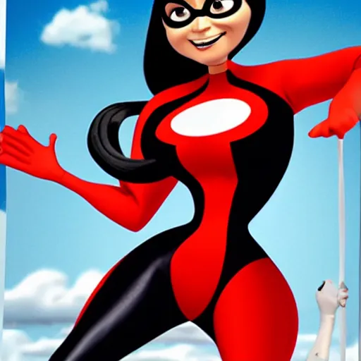Prompt: kim kardashian as elastic girl from the incredibles, hypertealistic