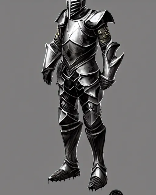 Image similar to fantasy knight armor, concept art, trending on artstation, clean shiny silver with gold trim, symmetrical, flat shading, extremely smooth, orthographic front view, professional awesome, incredible, creative, the best