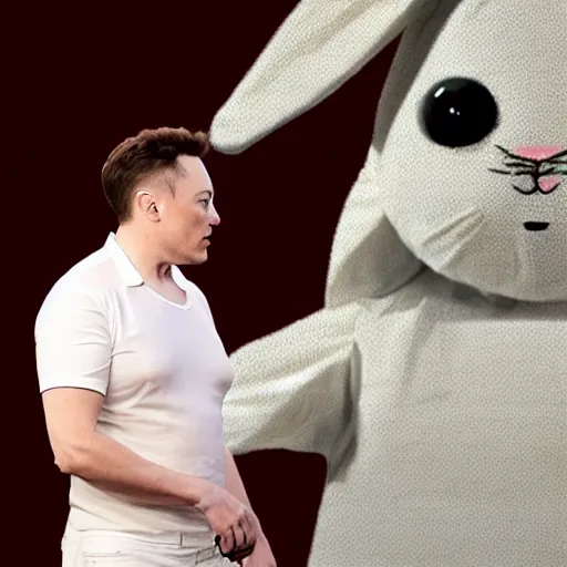 Image similar to natural intrinsic inherent detail of scene with elon musk wearing a bunny costume