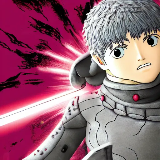 Image similar to guts from berserk in the style of a five year old, cinematic, 8 k