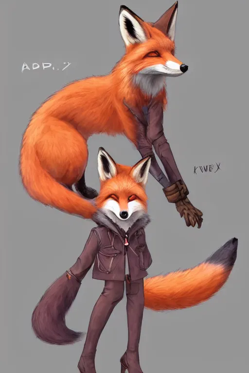 Image similar to a fox fursona, trending on artstation, by kawacy, furry art, digital art