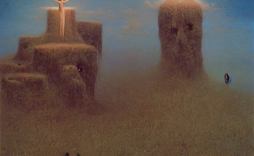 Image similar to Paradise in heaven by Beksinski, 4k, masterpiece