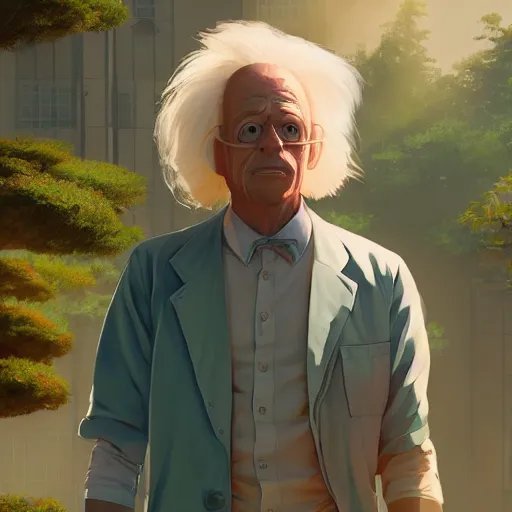 Image similar to doc brown!!!! as arielle the mermaid, studio ghibli, pixar and disney animation, sharp, rendered in unreal engine 5, anime key art by greg rutkowski, bloom, dramatic lighting