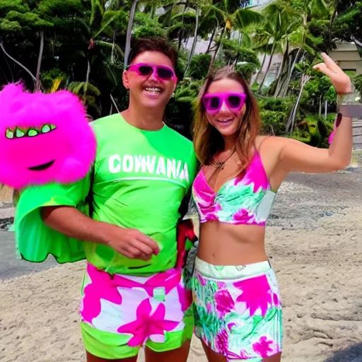 Prompt: cosmo and wanda on vacation in hawaii