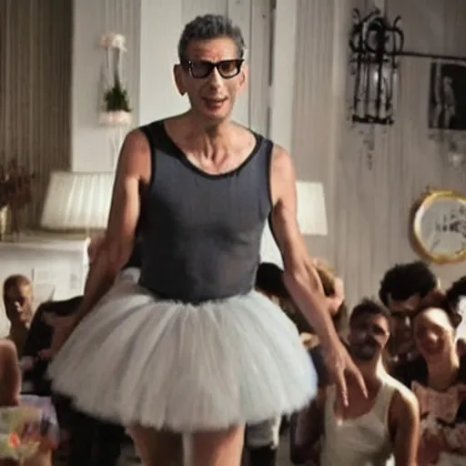 Prompt: jeff goldblum in a tutu,