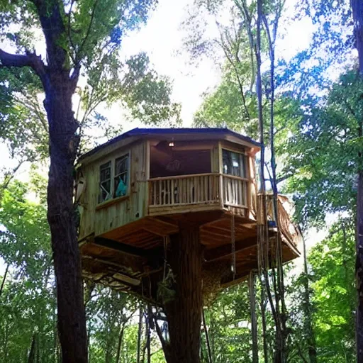 Image similar to the coolest looking treehouse