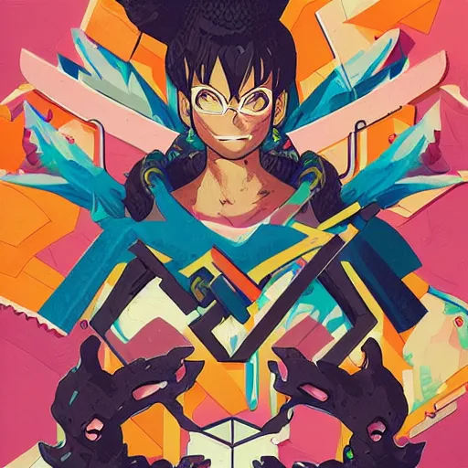 Prompt: Supreme x Dragon Quest profile picture by Sachin Teng, asymmetrical, Organic Painting ,geometric shapes, hard edges, energetic, graffiti, street art:2 by Sachin Teng:4