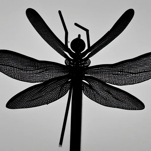 Prompt: mechanical dragonfly, smoke art, monochromatic