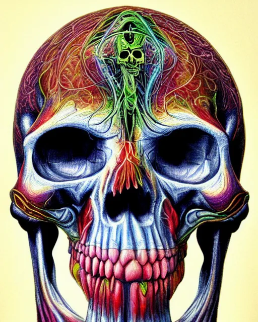 Prompt: 3 d skull by alex grey