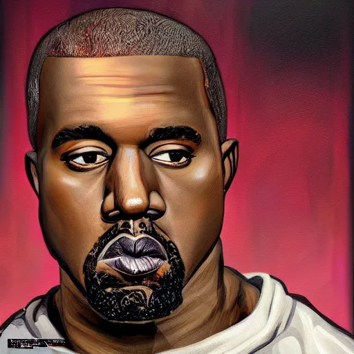 Image similar to Kanye West, artstation hall of fame gallery, editors choice, #1 digital painting of all time, most beautiful image ever created, emotionally evocative, greatest art ever made, lifetime achievement magnum opus masterpiece, the most amazing breathtaking image with the deepest message ever painted, a thing of beauty beyond imagination or words