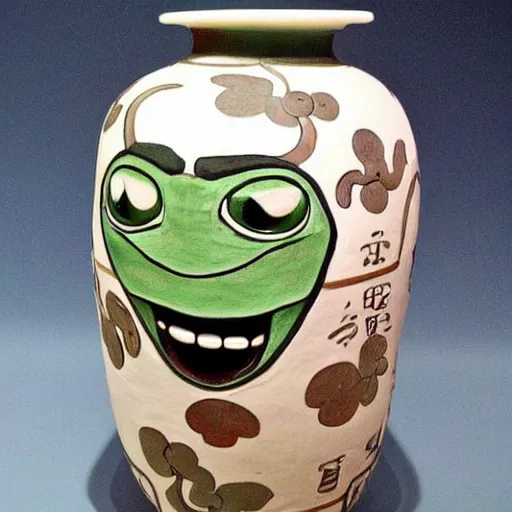 Image similar to vase work, Ancient vase art of mike wazowski in art style of chinese art, fragmented clay firing chinese vase with an mike wazowski in the style of ancient chinese art, ancient chinese art!!!!! chinese art