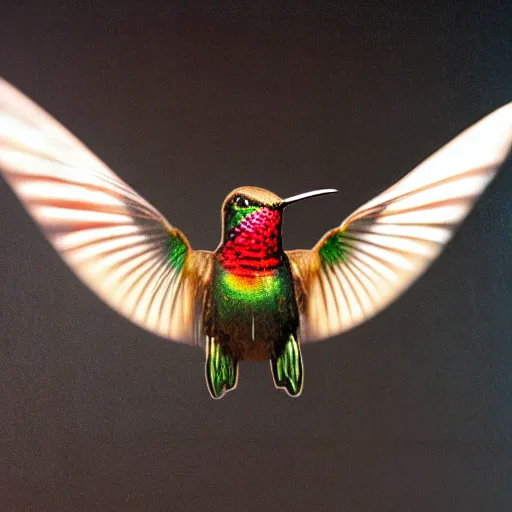 Image similar to realistic!!!! cybernetic!!!!!!!!!!!! hummingbird, studio lighting, dark background