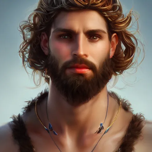 Image similar to portrait of a radiant greek mythology god, jewelry, crown, confident, handsome, stunning, dramatic lighting, detailed, very realistic, trending on Artstation, Cgsociety