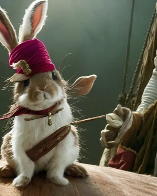 Image similar to A bunny in the movie pirates of the Caribbean ,