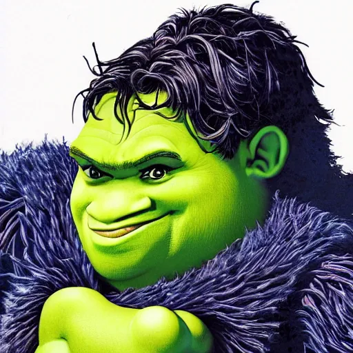 Prompt: Artwork of Shrek by Kazuma Kaneko, artbook illustration, white background