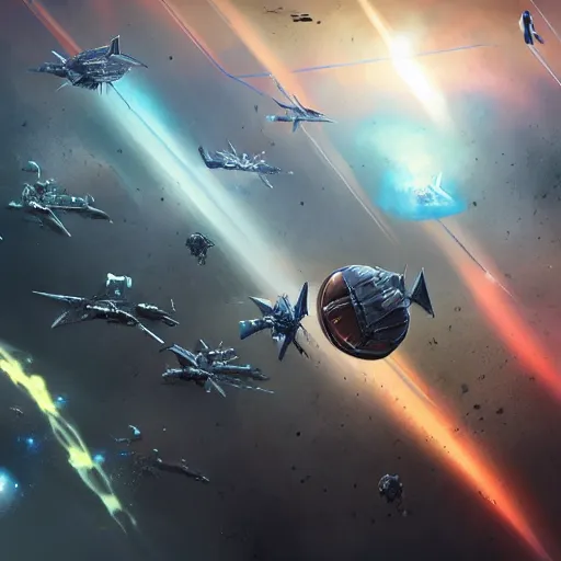 Prompt: epic space battle in low orbit above an alien world, sci-fi concept art