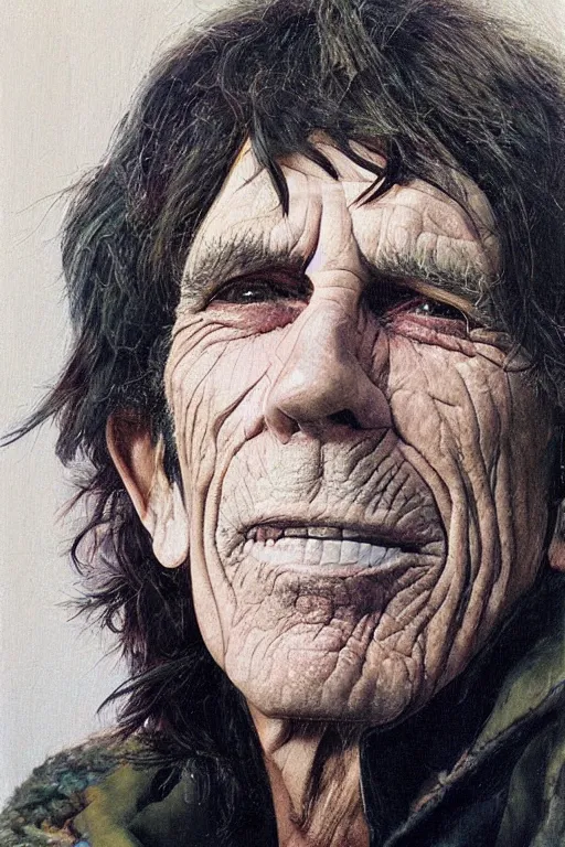 Prompt: “portrait of Keith Richards, by Robert McGinnis”