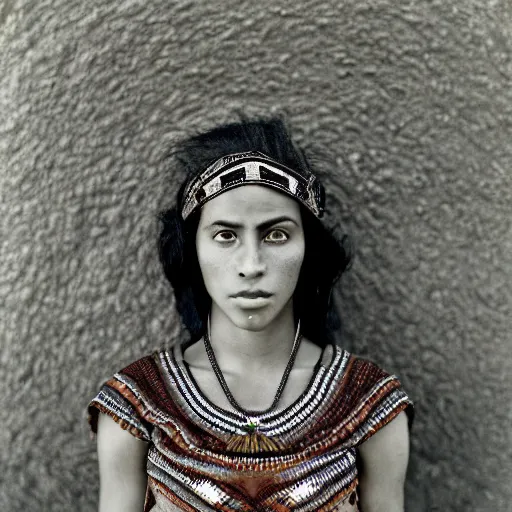 Image similar to vintage portrait of a stunningly beautiful aztec female, dark eyes, dark hair, olive skin, depth of field, zeiss lens, detailed, symmetrical, centered, fashion photoshoot, by edward s curtis, Annie Leibovitz and Steve McCurry, David Lazar, Jimmy Nelsson, Breathtaking, 8k resolution, extremely detailed, beautiful, establishing shot, artistic, hyperrealistic, beautiful face, octane render