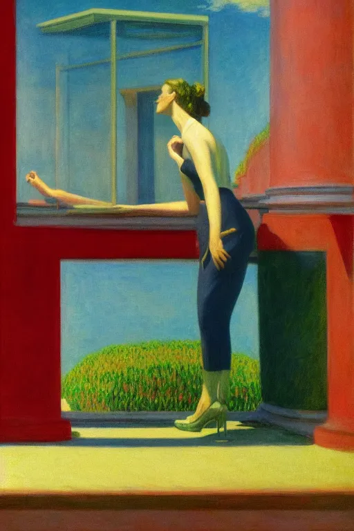 Image similar to liminal vaporwave surrealism, painted by Edward Hopper, painted by Monet, airbrush