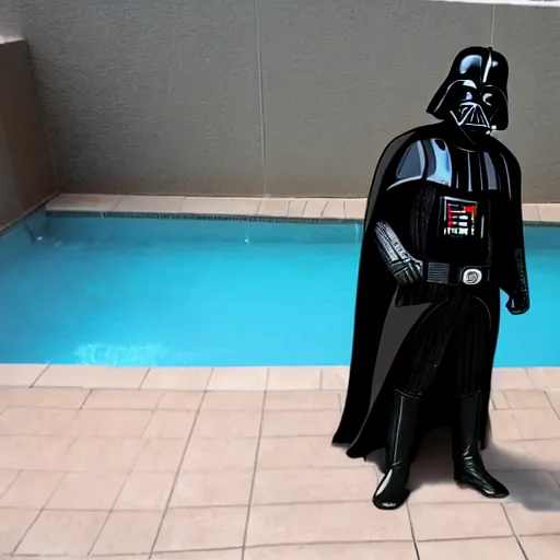 Image similar to Darth Vader bathing in a swimming pool