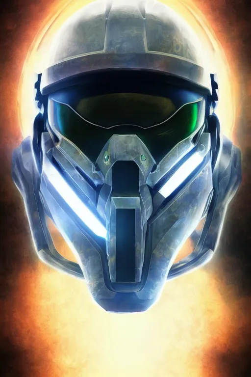 Image similar to robot ninja mask helmet halo master chief radiating a glowing aura global illumination ray tracing hdr fanart arstation by ian pesty and katarzyna da „ bek - chmiel