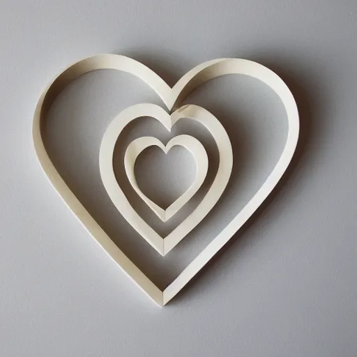 Image similar to geometric heart carved out of ivory, c anon 5 d 5 0 mm lens