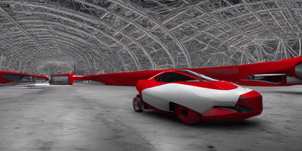 Prompt: kama russian electrocar, inside futuristic hangar, red car, sharp focus, ultra realistic, ultra high pixel detail, cinematic, intricate, cinematic light, unreal engine 8 k