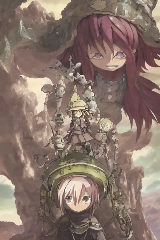 Image similar to a monster from made in abyss anime, anime key visual, japanese anime, highly detailed, concept art, creature design