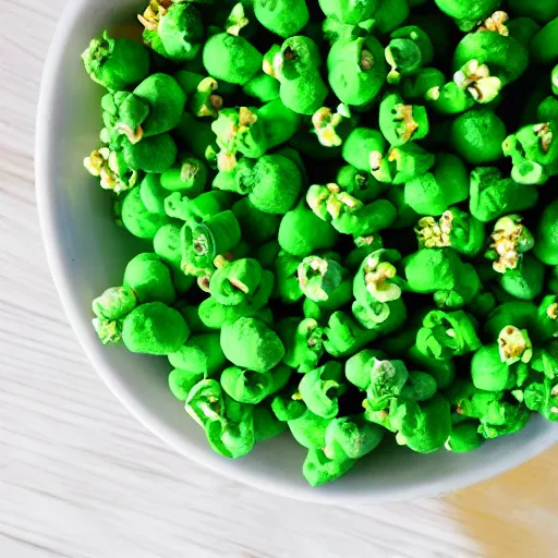 Prompt: photo of green popcorn, award winning, epic