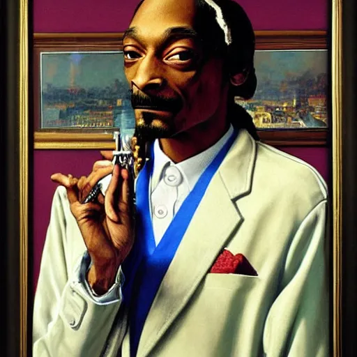 Image similar to Snoop Dogg portrait painted by Norman Rockwell