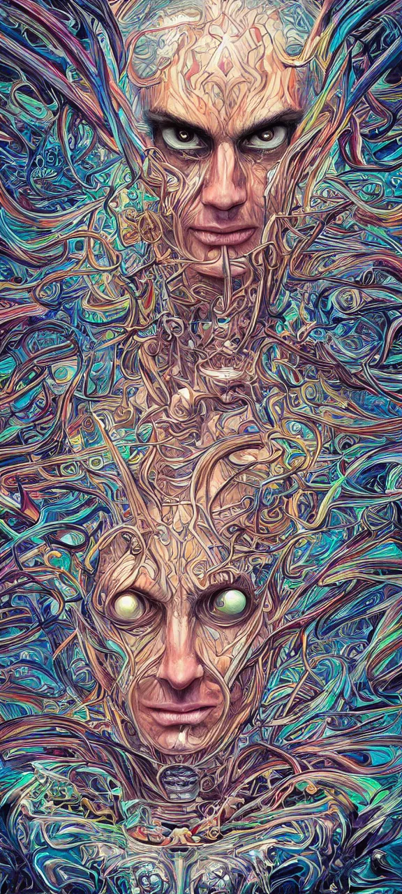 Image similar to android jones alex grey android jones alex grey mark cooper, artgerm artstation award winning photorealistic detailed hypervivid intense fantasy concept art, hypervivid intense mcbess, the sea by dan mumford