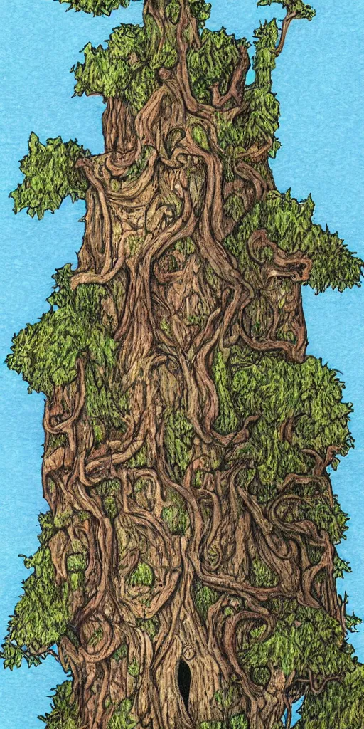 Prompt: a detailed portrait of a tree castle