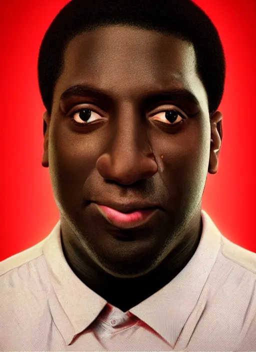 Prompt: ( ( ( hyperrealist portrait of ryan howard of the office television series ) ) ) by mike campau, head to waist, red background photorealistic, octane render, vibrant colors, unreal engine, dynamic lighting, perfect factions, very detailed faces, intricate detail, trending on artstation, poster, volumetric lighting, 4 k, award winning