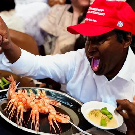 Image similar to donald trump eating shrimp