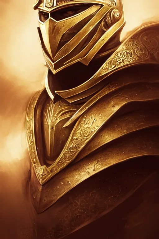 Image similar to portrait photo of the King of the Desert in battle, Sword, sand, handsome attractive face, Gold Armour suit, attractive young man, beautiful face, dramatic lighting, majestic, D&D, fantasy, elegant, intricate, highly detailed, digital painting, concept art, sharp focus, illustration, trending on artstation, art by artgerm and greg rutkowski and alphonse mucha