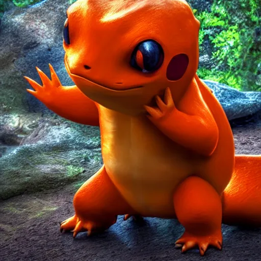 Prompt: national geographic photo of charmander, pokemon in the wild, intricate, portrait, 8 k highly professionally detailed, hdr, award winning