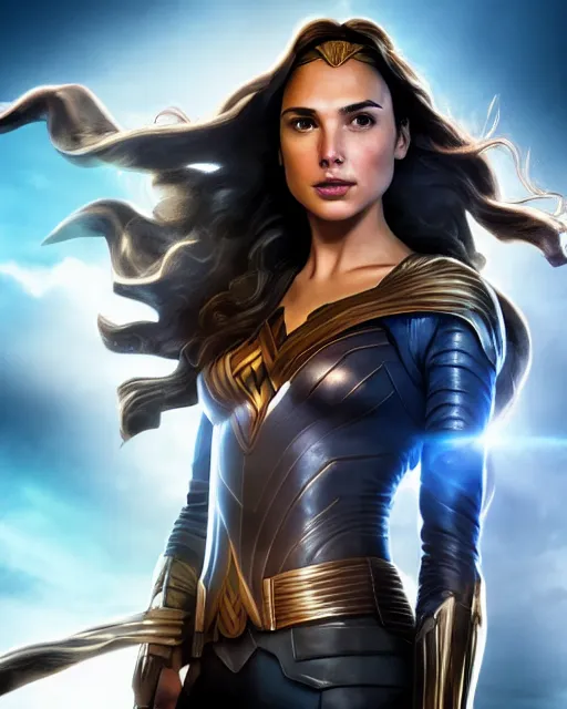 Prompt: gal gadot portraying a beautiful jaina solo from star wars legends, beautiful gal gadot jaina solo in a black suit, movie, hyper realistic, hollywood promotional image, imax, 8 k