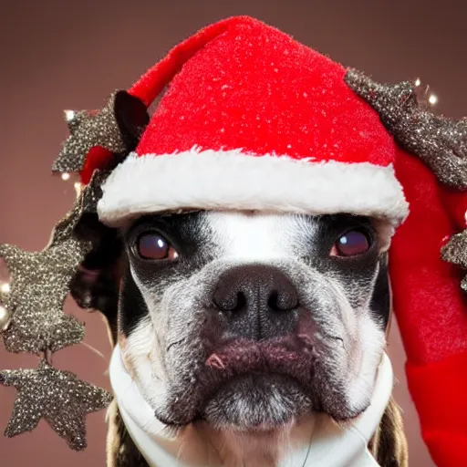 Image similar to a dog wearing a santa hat and scarf, a stock photo by Elke Vogelsang, shutterstock contest winner, dada, stock photo, stockphoto, photoillustration