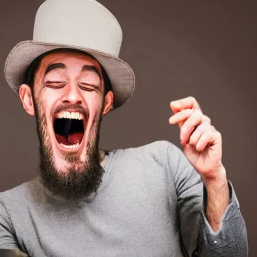 Image similar to man maniacally laughing at a funny meme he saw on his phone