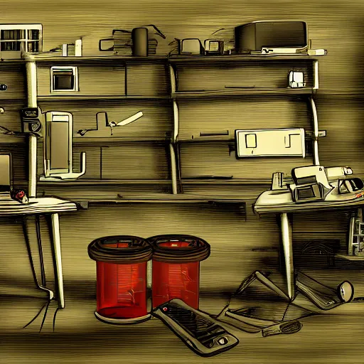 Image similar to lab with broken equipment laying all over, digital painting HD