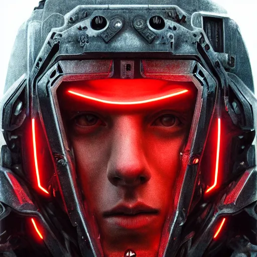 Image similar to jesse eisenberg portrait, dystopia core, apocalyptic, armor, warrior, dramatic, sharp focus, fiction, neon, fantasy, hyper detailed, digital art, trending in artstation, cinematic lighting, studio quality, smooth render, unreal engine 5 rendered, octane rendered, art style and nixeu and wlop and krenz cushart