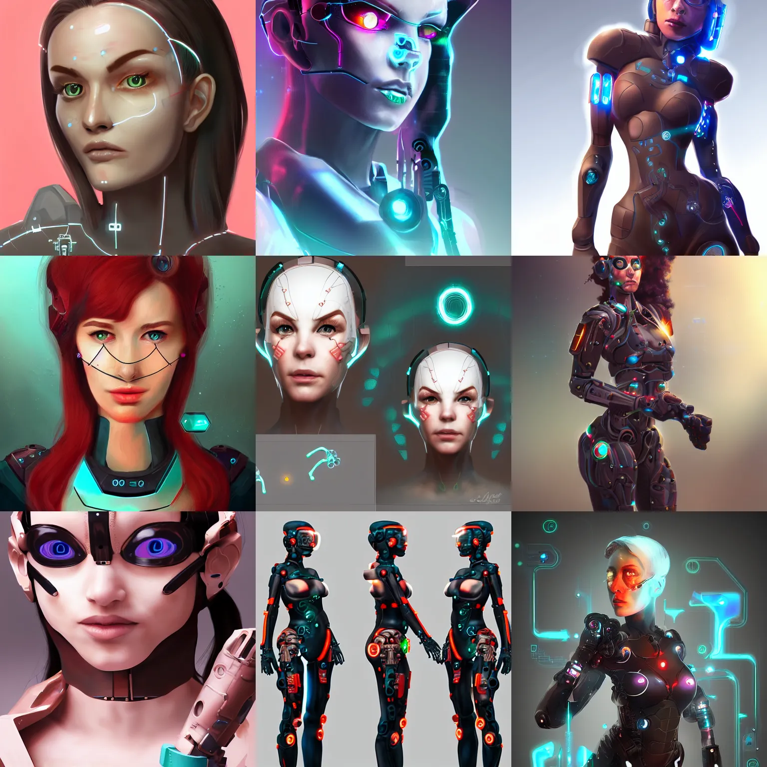 Prompt: i made the cyborg lady i want to be when humanity grows up and i can bioengineer augmented interfaces. i'm gonna be cute af and badass. unreal engine & digital painting, trending on artstation