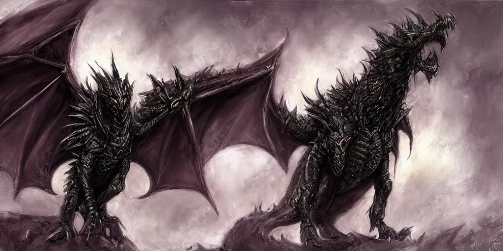 Image similar to Portrait of a terrible black dragon by Samwise Didier