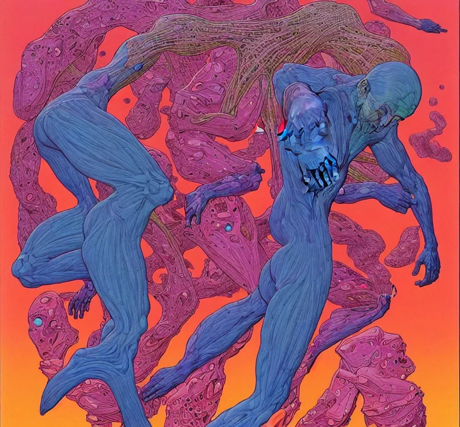 Prompt: ( ( ( ( pain ) ) ) ) by mœbius!!!!!!!!!!!!!!!!!!!!!!!!!!!, overdetailed art, colorful, artistic record jacket design