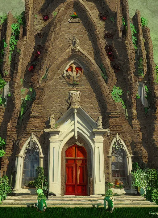 Image similar to chapel building made of vegetables, 8 k, artstation, highdetailed