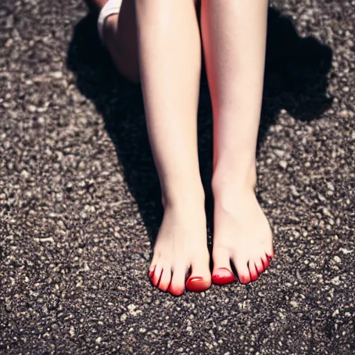 Prompt: a woman's feet, pale, professional photography