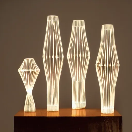 Prompt: Table lamps by Bruce Munro, interior design