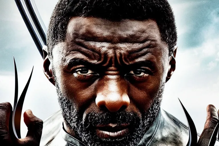 Image similar to film still of Idris Elba as wolverine in new X-men movie, 4k